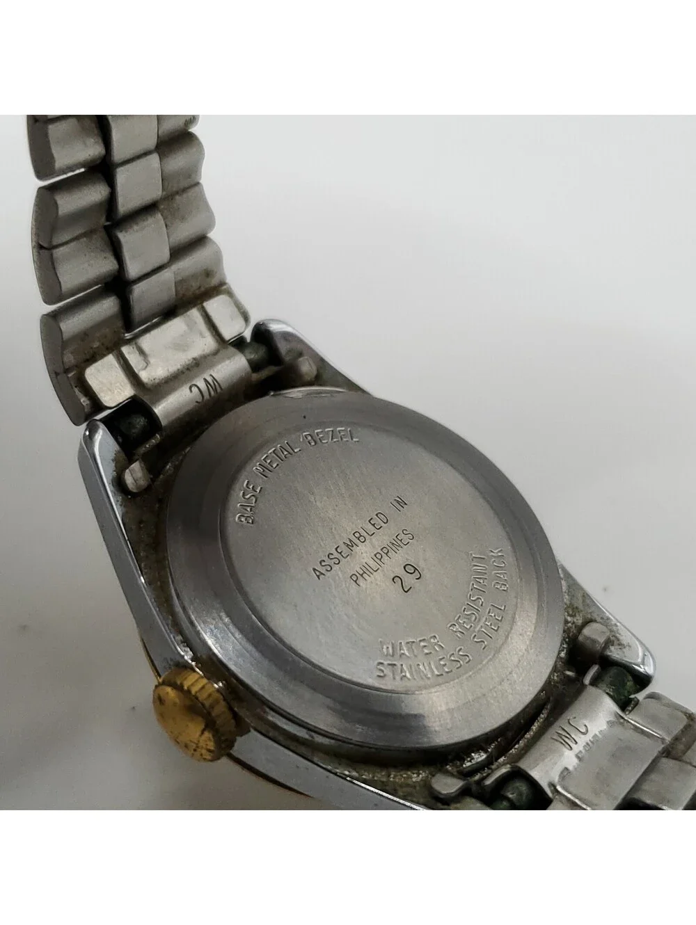 Timex Mechanical Date Dial Two-Tone Fluted Bezel Womens Watch 24mm Running